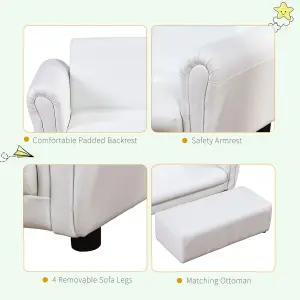 HOMCOM Kids Sofa 2 Seater Childrens Armchair Furniture Bedroom Playroom- White