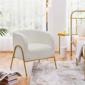 Yaheetech Ivory Accent Armchair with Gold-tone Metal Legs