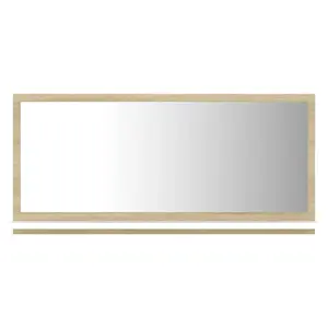 Dorlene Framed Wall Mounted Bathroom Mirror White And Sonoma Oak / 80 cm