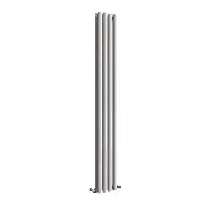 Vertical White Double Oval Panel Radiator (H)1800mm x (W)236mm, 4612 BTU.