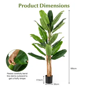 Costway 195cm Tall Artificial Banana Tree Indoor Greenery Potted Plant Home Living Room Office Decor