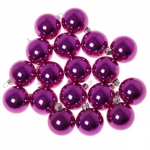 Luxury Shatterproof Ball Ornament (Set of 18) Cerise Pink Shiny / 4cm H x 4cm W x 4cm D