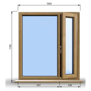 1045mm (W) x 1195mm (H) Wooden Stormproof Window - 1/3 Right Opening Window - Toughened Safety Glass