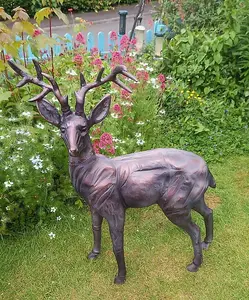 Stag and Doe Deer Set our Largest Garden Sculptures - Hand Cast in Aluminium