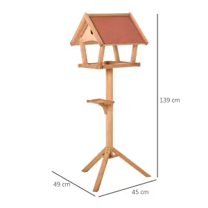 PawHut Wooden Bird Feeder Stand for Garden Backyard Decorative Pre-cut Natural