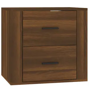 Berkfield Wall-mounted Bedside Cabinet Brown Oak 50x36x47 cm