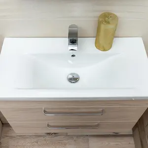 Novela 800mm Wall Hung Vanity Unit in Light Wood with Ceramic Basin