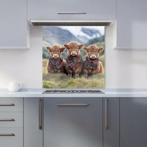 Trio Of Baby Highland Cows Kitchen Splashback