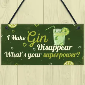 Red Ocean Novelty Funny Make Gin Disappear Gift Man Cave Home Bar Hanging Plaque Pub Sign Gift