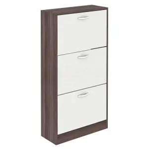 Vida Designs 3 Drawer Shoe Storage Cabinet Walnut and White