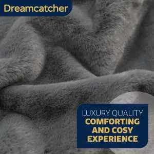 Dreamcatcher Blanket Throw Soft Faux Fur 160 x 130cm Overblanket Dark Grey