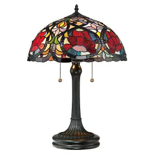 Elstead Larissa 2 Light Tiffany Table Lamp Vintage Bronze, E27