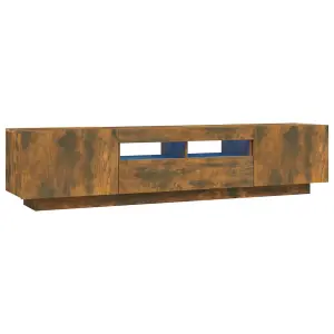 Berkfield 2 Piece TV Cabinet Set with LED Lights Smoked Oak Engineered Wood