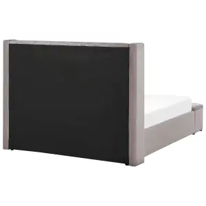 Velvet EU Double Size Bed with Storage Bench Grey NOYERS