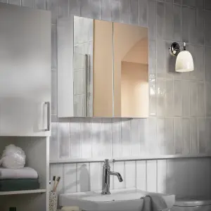 Veleka Gloss White Double Bathroom Cabinet with Mirrored door (H)540mm (W)550mm