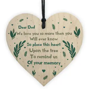 Dear Dad Memorial Gift To Hang On The Christmas Tree Wooden Heart Dad Memorial Plaque