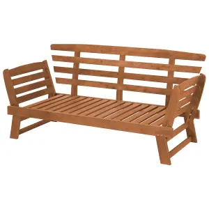 Garden Bench with Cushion PORTICI Wood Light Brown