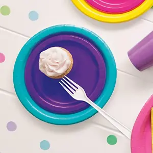 Unique Party Round Dessert Plate (Pack of 20) Purple (One Size)