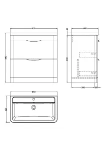 Floor Standing 2 Drawer Vanity Unit with Ceramic Basin - 800mm - Gloss White