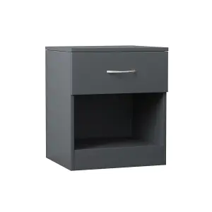 SunDaze Chest of Drawers Bedroom Furniture Bedside Cabinet with Handle 1 Drawer Grey 40x36x47cm