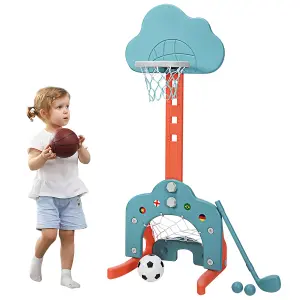 Costway Basketball Hoop Set 3 in 1 Sports Activity Center with Basketball Football & Golf