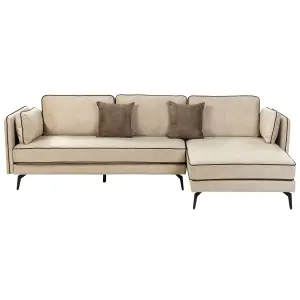 Corner Sofa ALTAN Beige Velvet Left Hand