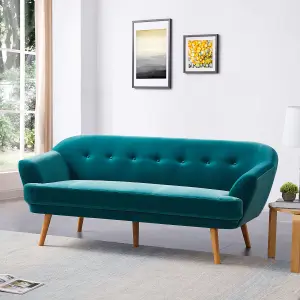 Loveseat Sofa, Velvet Modern Upholstered Sofa, Accent Armchair Couch with Soft Cushion, Wood Frame - Green