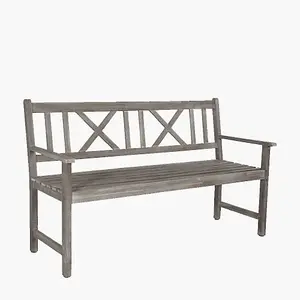 Grey 3 Seater Acacia Wood Bench For Garden