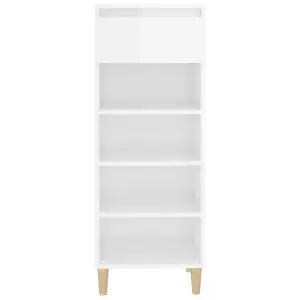 Shoe Cabinet High Gloss White 40x36x105 cm Engineered Wood