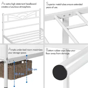 Yaheetech White 3ft Single Metal Bed Frame with Cloud-inspired Design Headboard