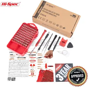 Hi-Spec 108pc Precision Screwdriver Bits & Opening Pry Bar Tool Kit Set for Electronics, Mobile Phones, Drones & Gadget Repair