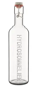 Luigi Bormioli Optima Clear Round Soda Lime Glass Modern Hydrosommelier Bottle with Cap 1L