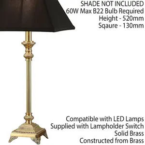 Luxury Traditional Table Lamp Light Solid Brass Square BASE 520mm Tall Holder