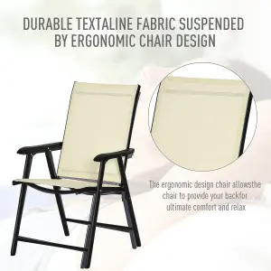 Outsunny 2-PCS Garden Armchairs Outdoor Patio Folding Modern Furniture Beige