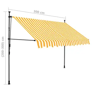 Berkfield Manual Retractable Awning with LED 300 cm White and Orange