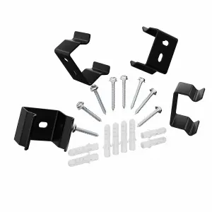 Right Radiators Oval Column Radiator Horizontal Mounting Bracket Kit Fittings Set Black