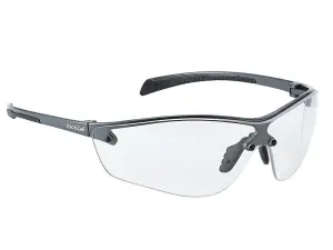 Bolle SILPPSI Silpcsi Silium+ Safety Glasses Clear Pc Lens Anti-Scratch Anti-Fog Flex Temples Free Microfibre Bag