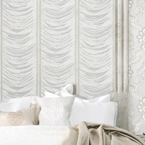 Galerie Opulence Grey Drape Effect Embossed Wallpaper