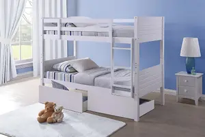 Bedford White Wooden Bunk Bed Frame - 3ft Single (Without Underbed)