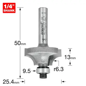 Trend 46/130 x 1/4 TCT Bearing Guided Ovolo & Round Over 6.3mm Radius