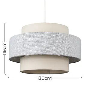 ValueLights Weaver Grey Ceiling Pendant Shade and B22 GLS LED 10W Warm White 3000K Bulb