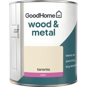 GoodHome Toronto Satin Metal & wood paint, 750ml