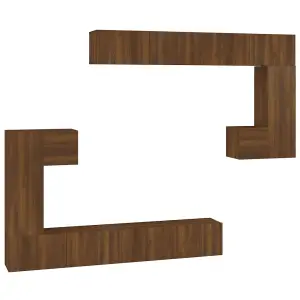 Berkfield Wall-mounted TV Cabinet Brown Oak Engineered Wood