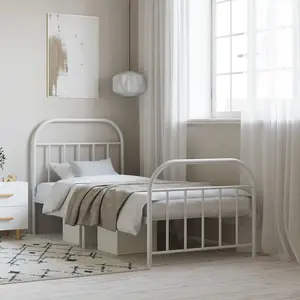 Berkfield Metal Bed Frame with Headboard and Footboard White 90x200 cm