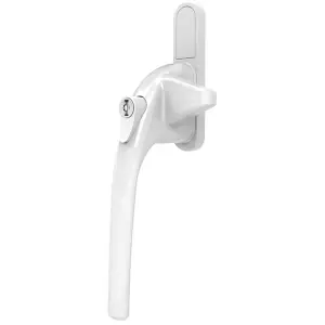 White Cockspur Locking Window Handle - Right Hand - 9 13 17 & 21mm Rebate