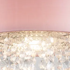 ValueLights Jesmond Acrylic Jewel Effect Droplet Pink Ceiling Pendant Light Shade