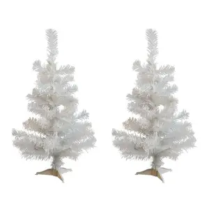 60cm Artificial Pine Christmas Tree (Set of 2) White