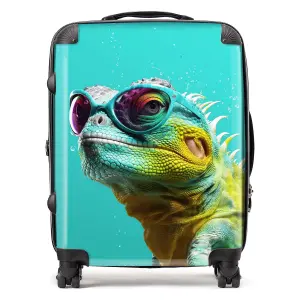 Splashart Iguana Wearing Glasses Suitcase - Large