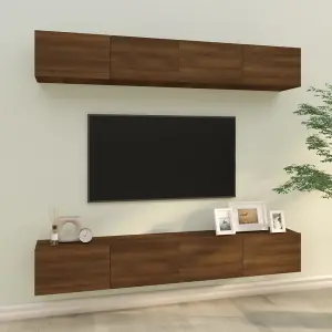 Berkfield Wall TV Cabinets 4 pcs Brown Oak 100x30x30 cm