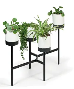 Pot + Stand Set Tiered Metal Multiple Flower Modern Shelf Planter Black Pot Bloomie stand 4L